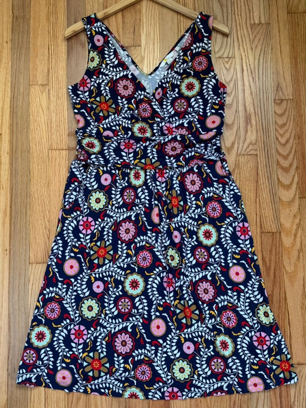 Boden Effie V-Neck Jersey Dress | Navy Floral | Size 10